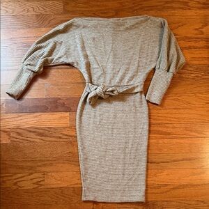 Fashion Nova Long Sleeve Knit Dress in Beige